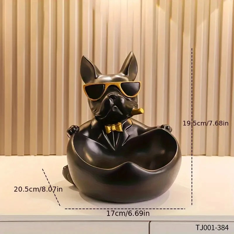 Creative Sunglasses Cool Dog Statue Bulldog Storage Box Animal Decoration Resin Craft Art Home Gift 251231