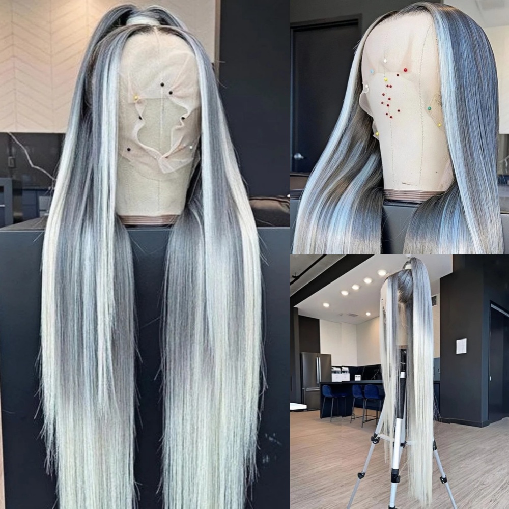 60 Grey Straight Human Hair Wigs 30 Inch 13x4 Hd Transparent Lace Frontal Wig High Quality Pre Plucked Glueless Brazilian Colored Wigs For Women Cosplay