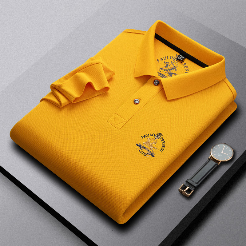 Luxury Brand Designer Clothes Hexagonal Bead Silk Cotton Mens Embroidered Pony Long Sleeve Polo Shirt Mens Casual Turn-Down Collar Top Paul T-Shirt