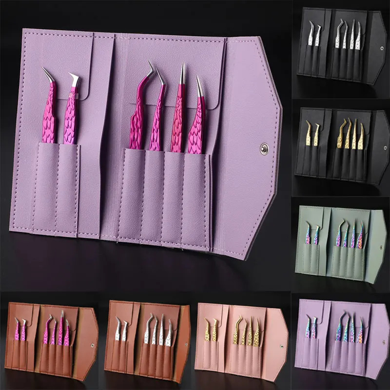 6PCS False Eyelash Tweezers Set For Fake Fan Lashes Extensions Planting Eyebrow Clip Eyelashes Tongs Makeup Nail Tools Kit 251231
