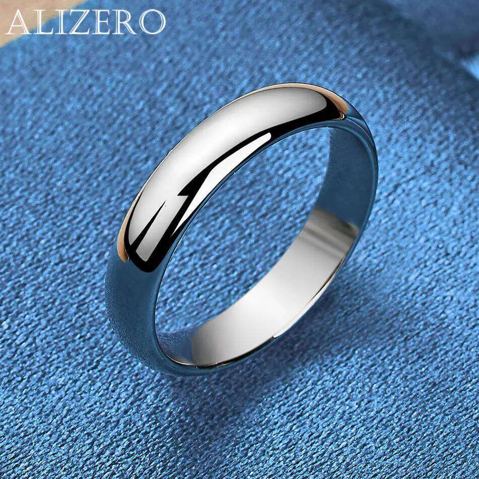 ALIZERO 925 Sterling Silver Plain Ring Minimalism Design For Women Men Fashion Accessories Jewelry Party and Daily Wear