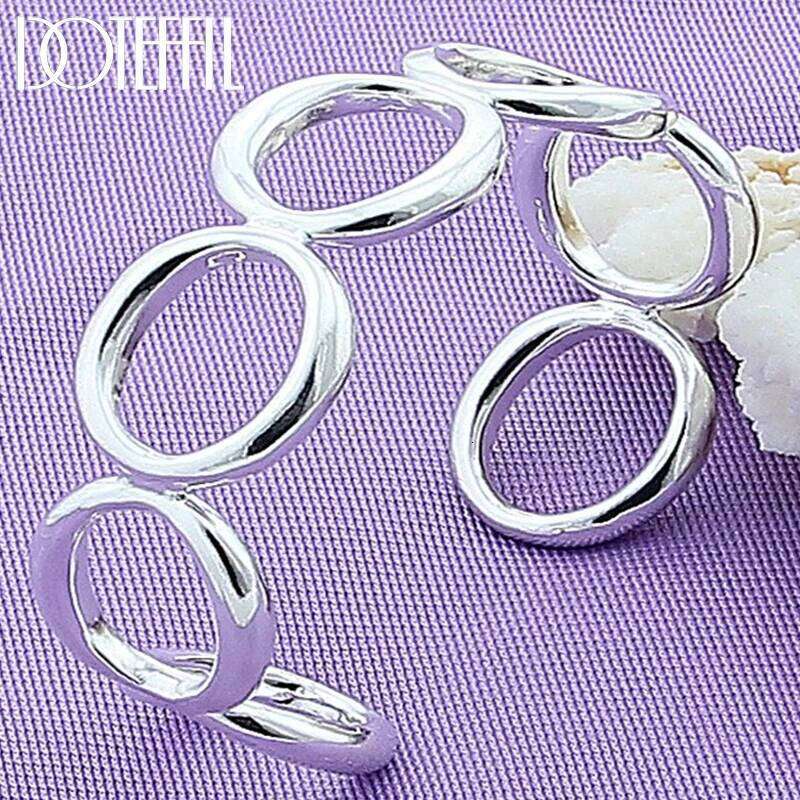 DOTEFFIL 925 Sterling Silver Round Circle O Bangle Bracelet For Woman Man Wedding Engagement Fashion Charm Party Jewelry