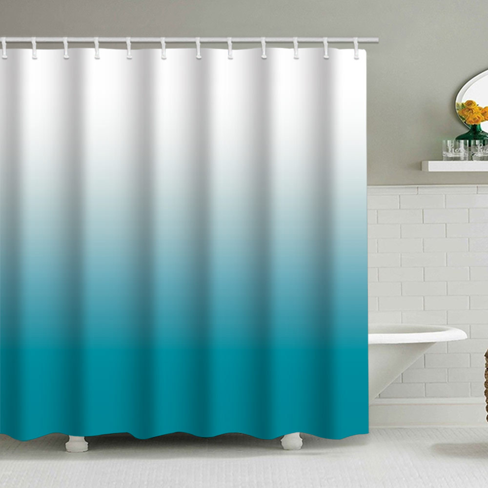 YL-38109 High-end Custom Gradient Pattern Shower Curtain Set, Polyester Waterproof with Hooks