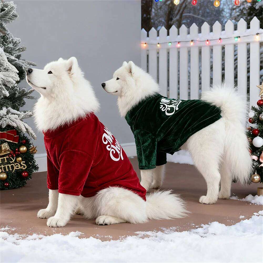 Christmas Style Dog T-shirt for Small Medium Dogs Golden Retriever Samoyed Classic Letter Printed Pet Holiday Clothing XJ251225