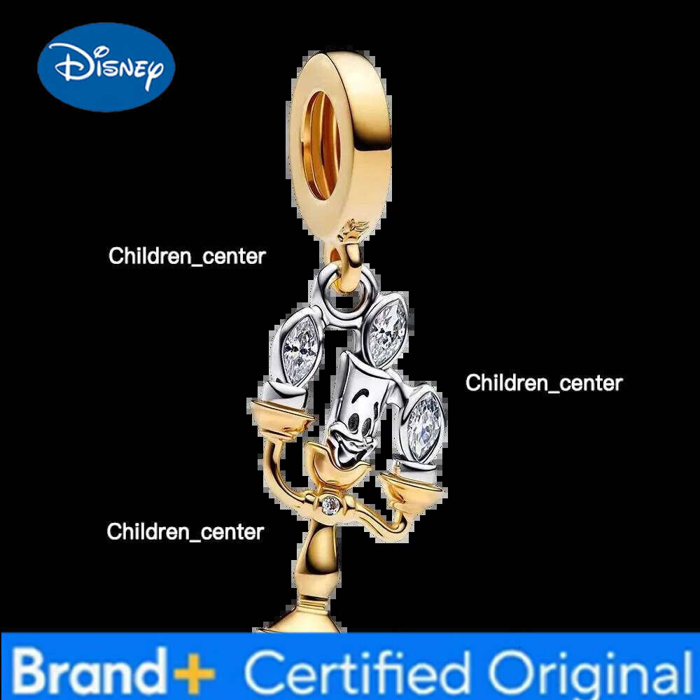 Disney Hot Sale Beauty and the Beast Charm Dangle Original Snake Fit Silver Bracelet Necklace Beads For Diy Jewelry Women Gift H260108