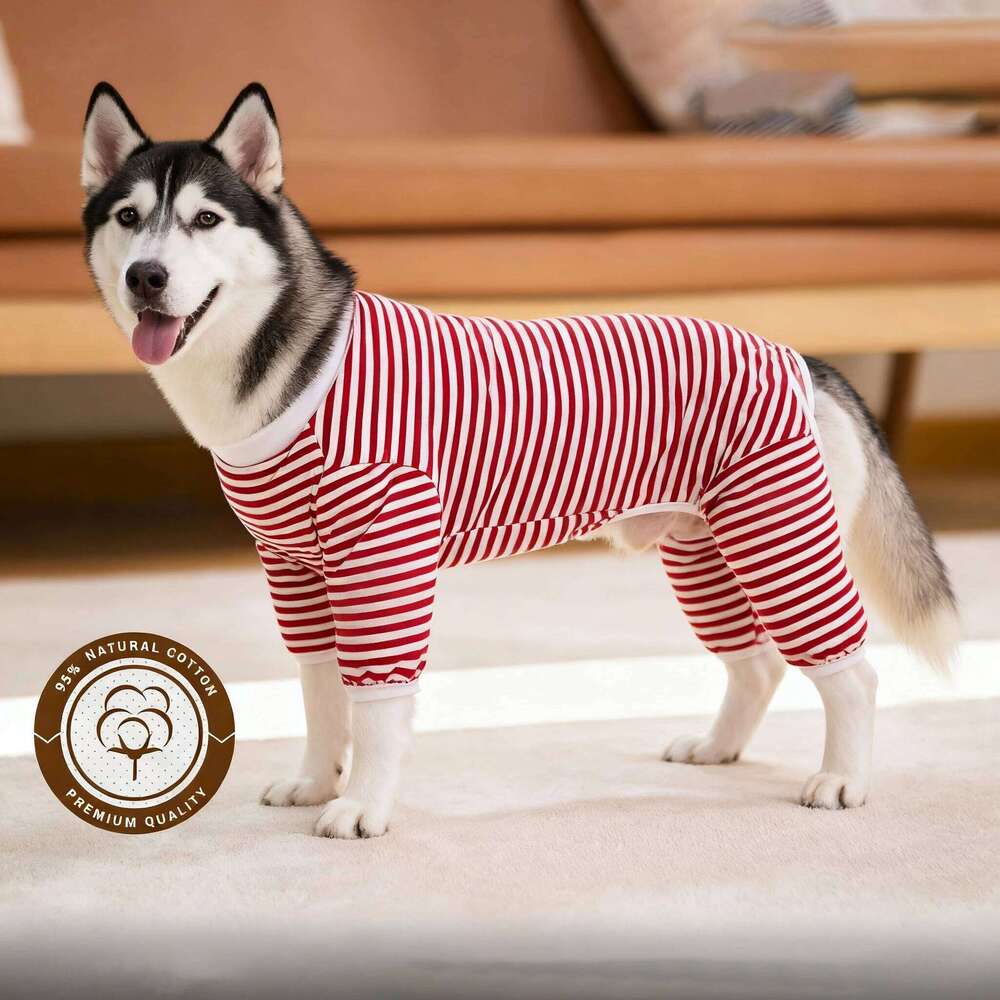 Pajamas for Small Medium Large Dogs Pitbull, Cotton Stripe Onesie Dog Suit Bodysuit Pjs Puppy Jumpsuit Pet Christmas Clothes XJ251225