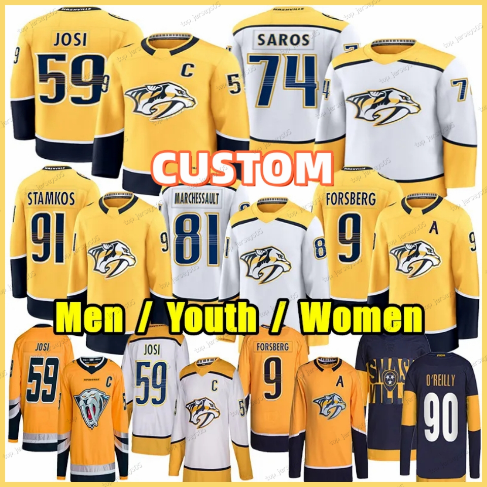 59 Roman Josi nashville hockey jersey predator jersey 91 Steven Stamkos Filip Forsberg Juuse Saros Skjei Jonathan Marchessault Matthew Wood Ryan O'Reilly