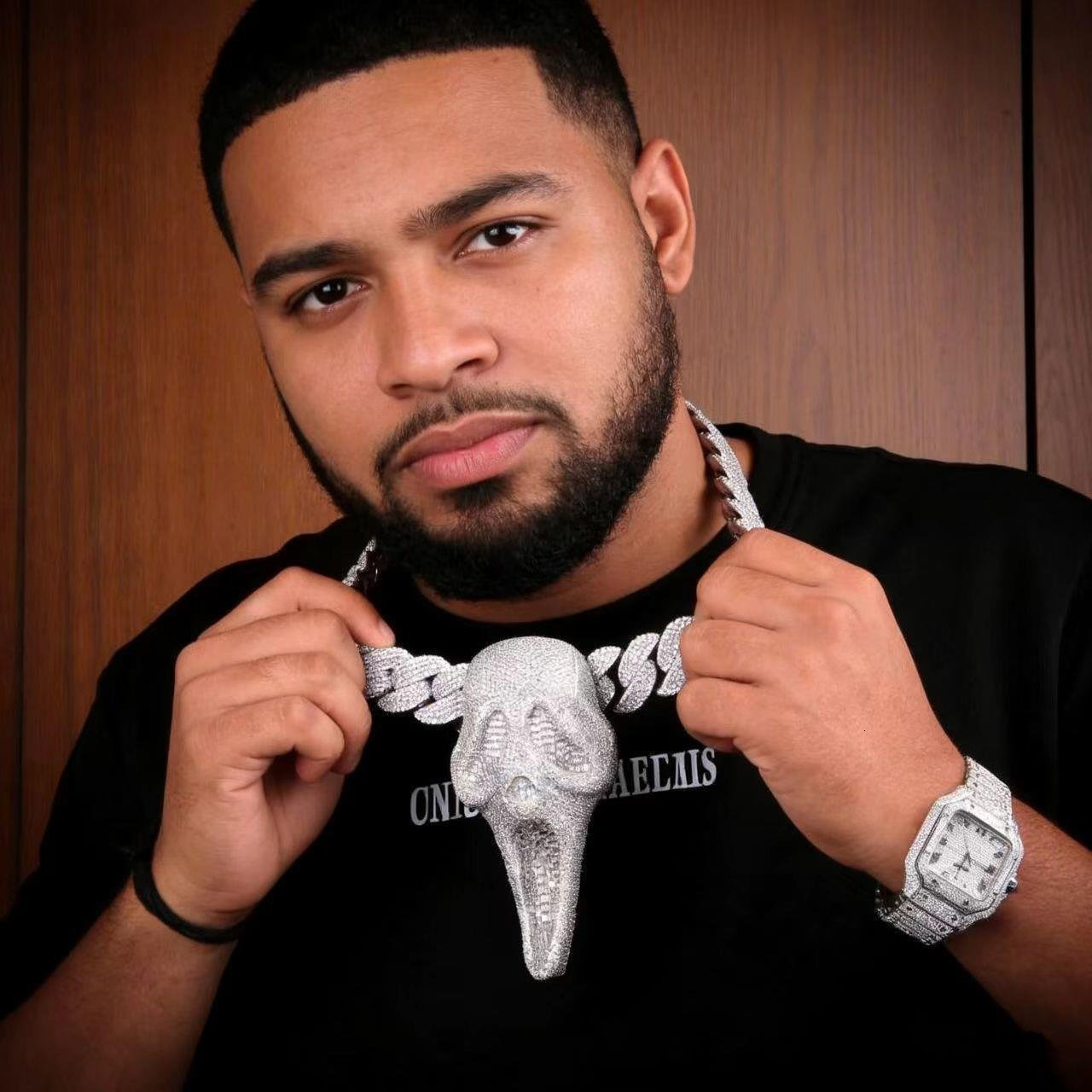 Moissanite Ghost Face Pendant Cuban Chain Iced Out Hip Hop Necklace in 925 Silver Custom Bling Jewelry for Men