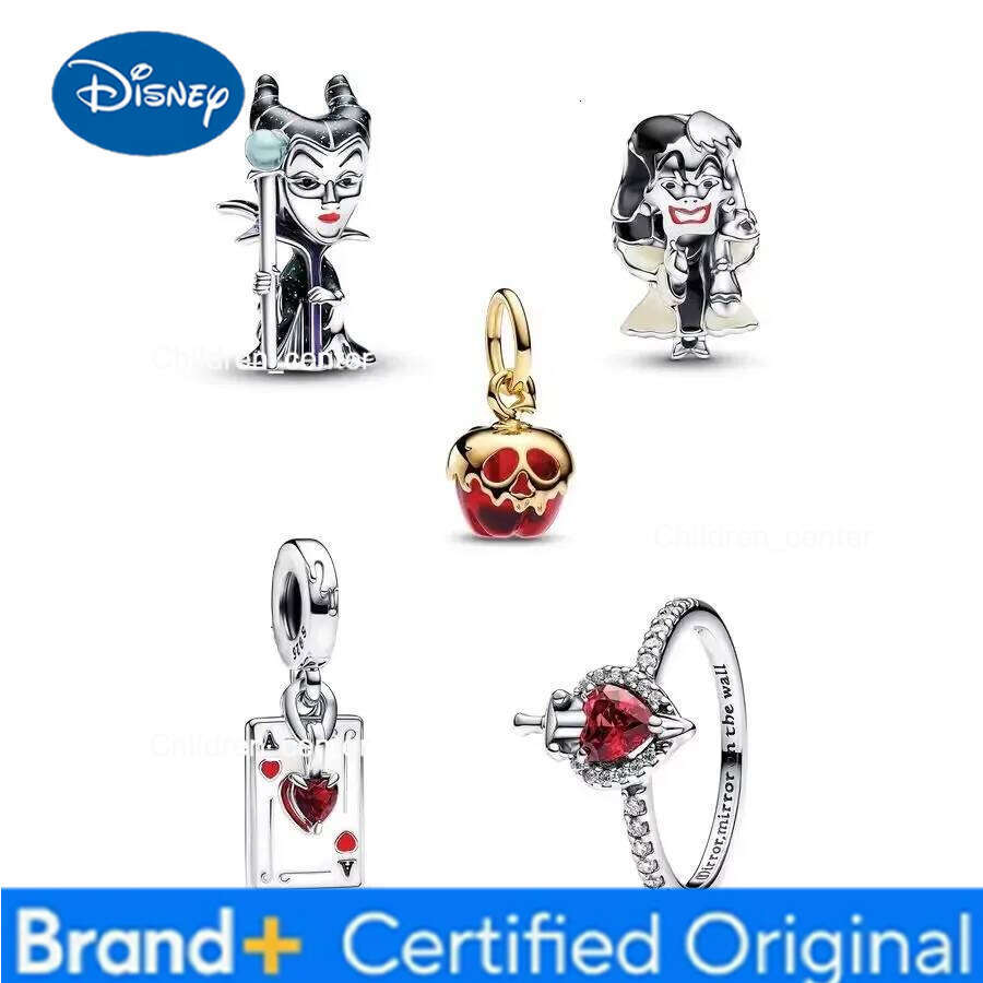Disney Miniso 925 Silver Jewelry Villians Full Collection Set Cruella De Vil Maleficent Charm Fit Original Bracelet Accessories H260108