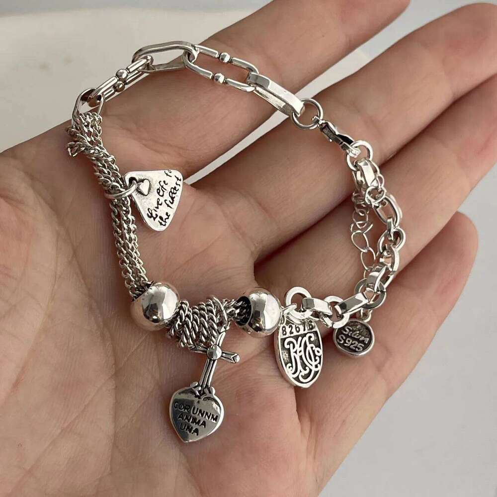 925 Sterling Silver Bracelets for Women Men Accessories Trend Vintage Narow Ball Star Pendant Party Jewelry Gift