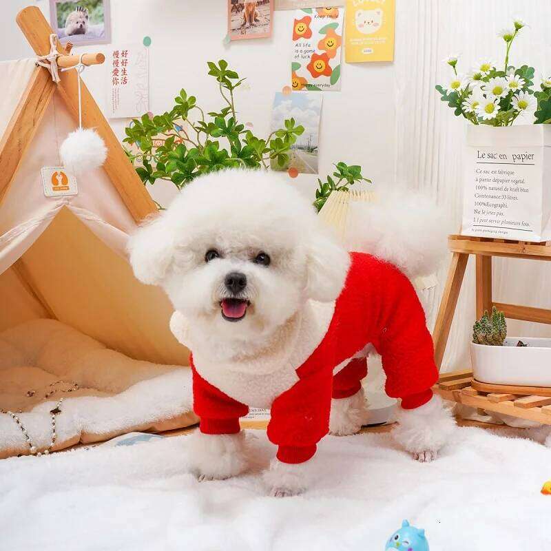 Fleece Jumpsuit Color Block Pet Coat Puppy Warm Clothes Chihuahua Bichon Jacket Small Dog Four Legs Apparels with D-Ring XJ251225