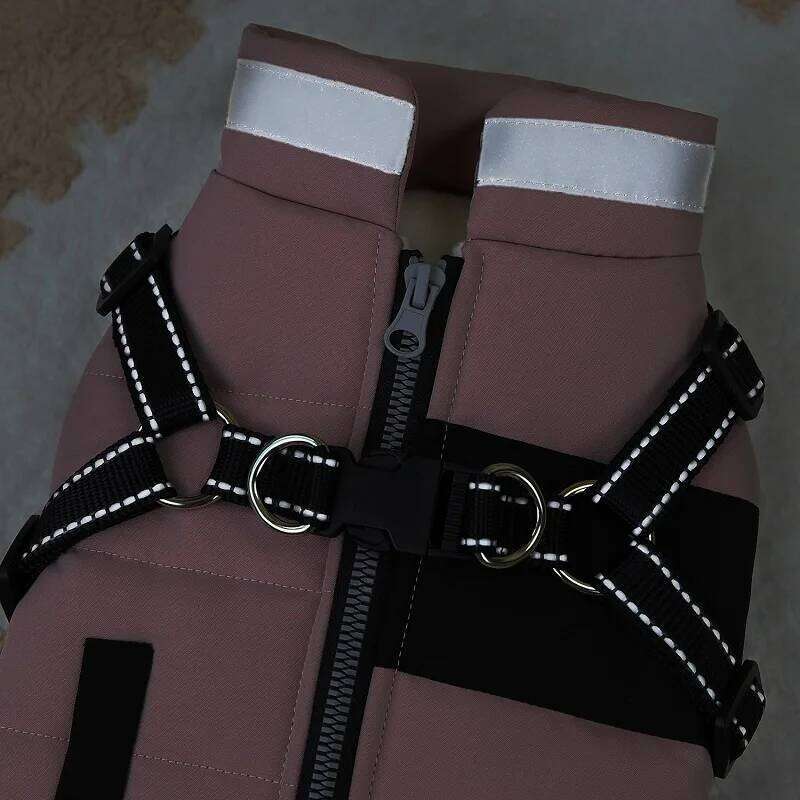 with Harness Padded Winter Warm Dog Clothes Reflective Puppy Cat Vest Zipper Jacket Pet Down Chihuahua Coat XJ251225