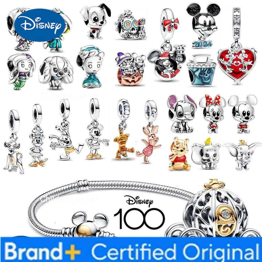 Disney 925 Silver DIY Beads Jewelry Charms Bracelet Mickey Minnie Princess Christmas Stitch Robots Marvel Twinkle Pandora Cute H260108