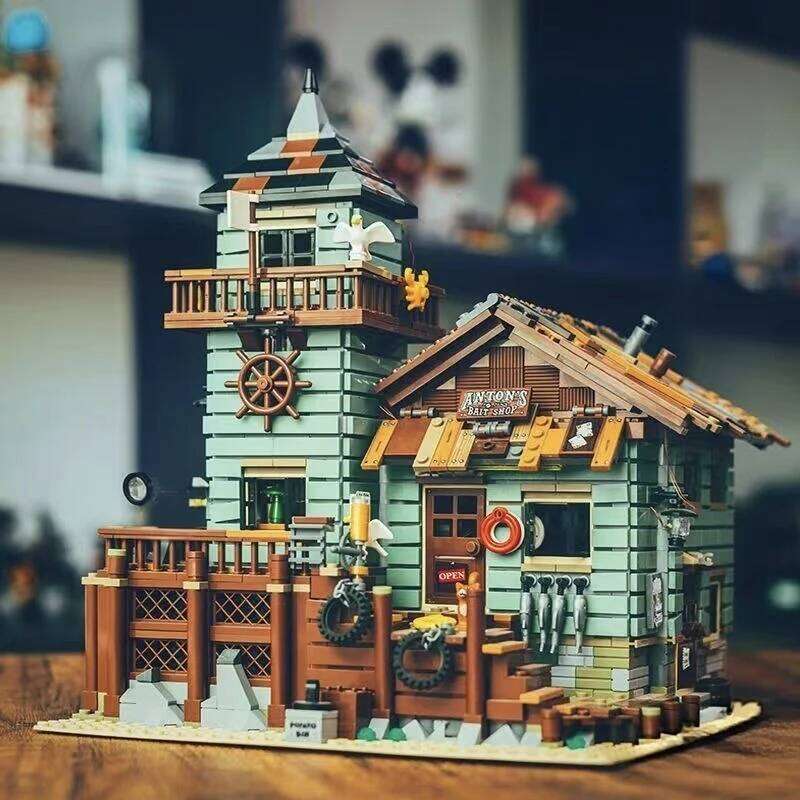 2643-Piece Fisherman's Hut Building Block Set - Suitable for Adults 14+! Build a Detailed, Ocean-Themed Fishing House Using High-Quality Parts W2