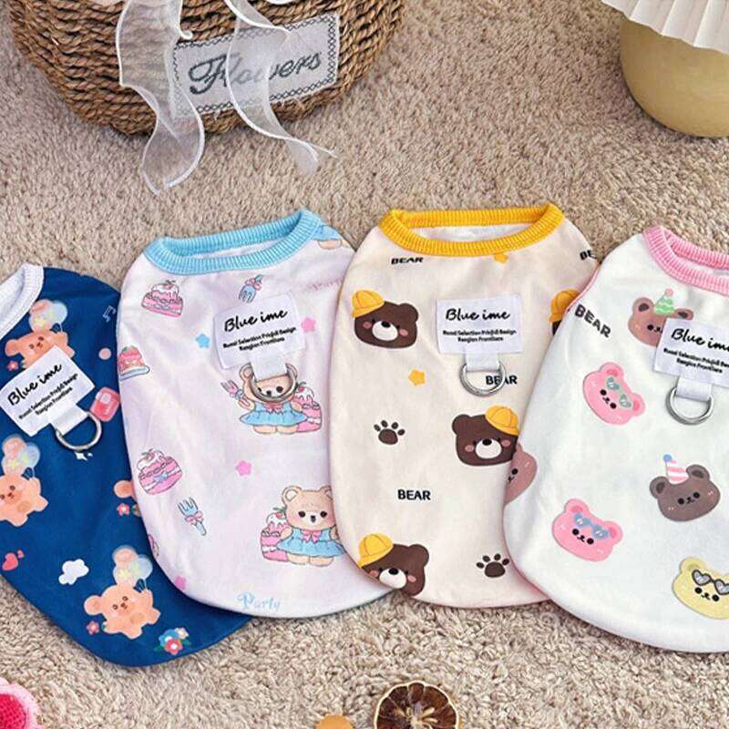 Bear Print Fashion Dog Clothes Summer Thin Puppy Shirt Breathable Cat Vest Pullovers Pet Sweatshirt Chihuahua Costumes XJ251225