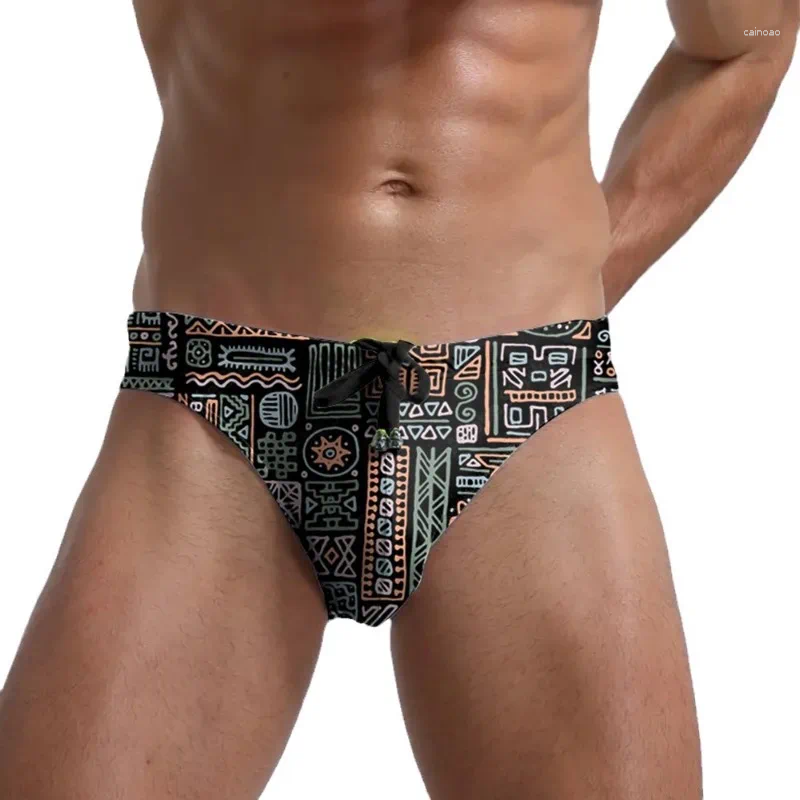 Men's Shorts 2026 Fashion Printed Low-rise Triangular Swimming Trunks Anti-embarrassment Beach Z260313