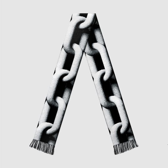 Fashion creative iron chain striped knitted womens scarf mens winter scarf apron black Y2K Halloween emo Adult Scarves unisex 240914