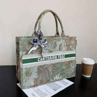 New Tote Pearl Chain Handbag Monet Garden Single Shoulder Crossbody Oil Painting Scarf Bag