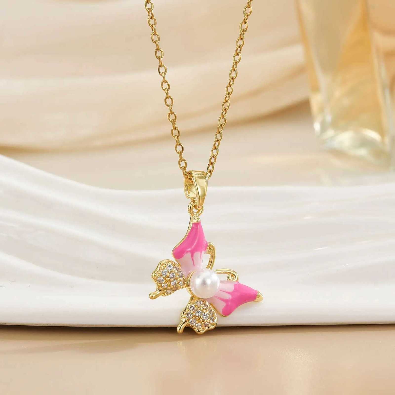 Korean Style Simple Titanium Steel Necklace for Women 18K Rose Gold Versatile Pendant TrenDY Internet Celebrity Clavicle Chain H260108