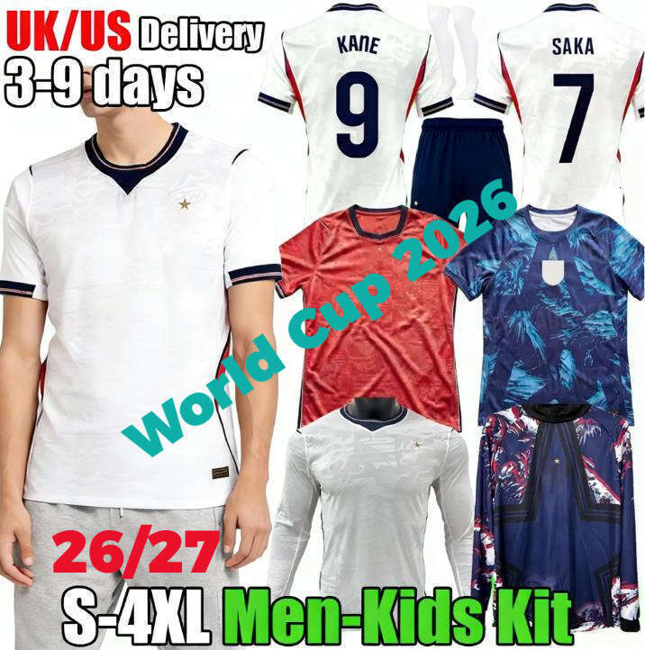 2026 World Cup England Football Shirt 25 26 27 BELLINGHAM Football Jersey Retro Soccer Jersey RASHFORD KANE SAKA RICE FODEN National Team Men Kid Women Men Kids Kit