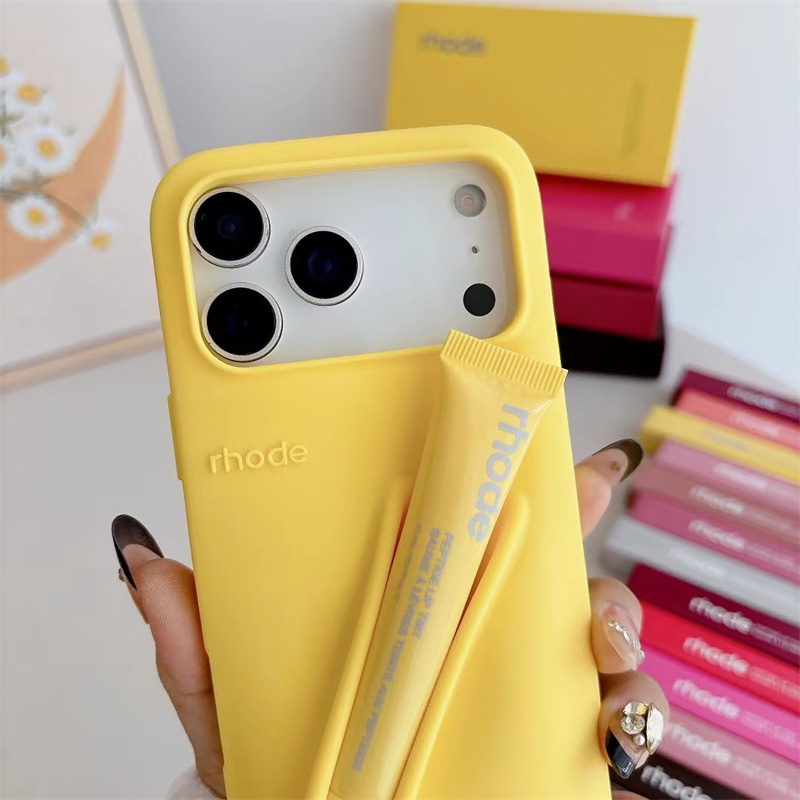 rhod Lipstick Portable phone Case Design Lip Gloss Lipstick Lip Balm 3D Make Up Silicone Soft Phone Cases for iPhone 17 16 16promax 15 14 plus 13 12 1