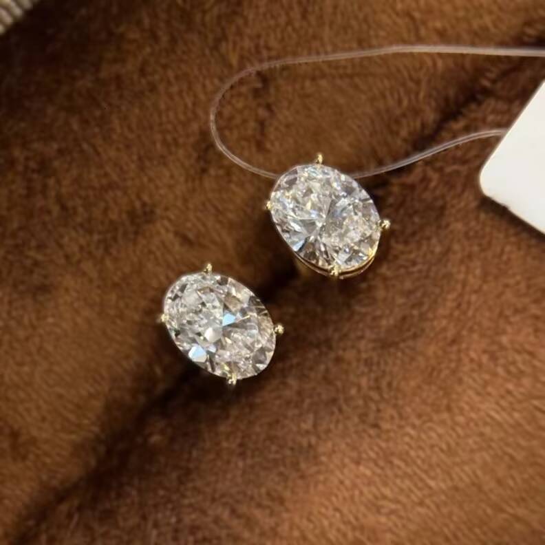 Stars Igi Certified HPHT CVD Vvs1 VS Lab Grown Created Diamond 14k 18k Solid Gold White Gold Push Backs Earrings Studs