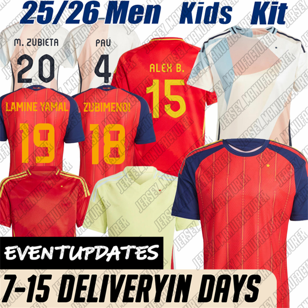 spain jersey 2026 Rodri Lamine Yamal Soccer Jersey Joselu Carvajal Pedri Ferran Olmo Zubimendi Espana jersey 2026 WILLIAMS National Football Shirt XXXL 4XL Kids Kit
