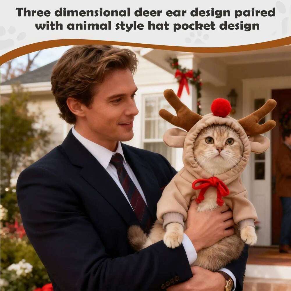 Deer Dogs Festive 3D Reindeer Ears Costume Breathable For Celebration Holiday Pet Moose Clothing XJ251225
