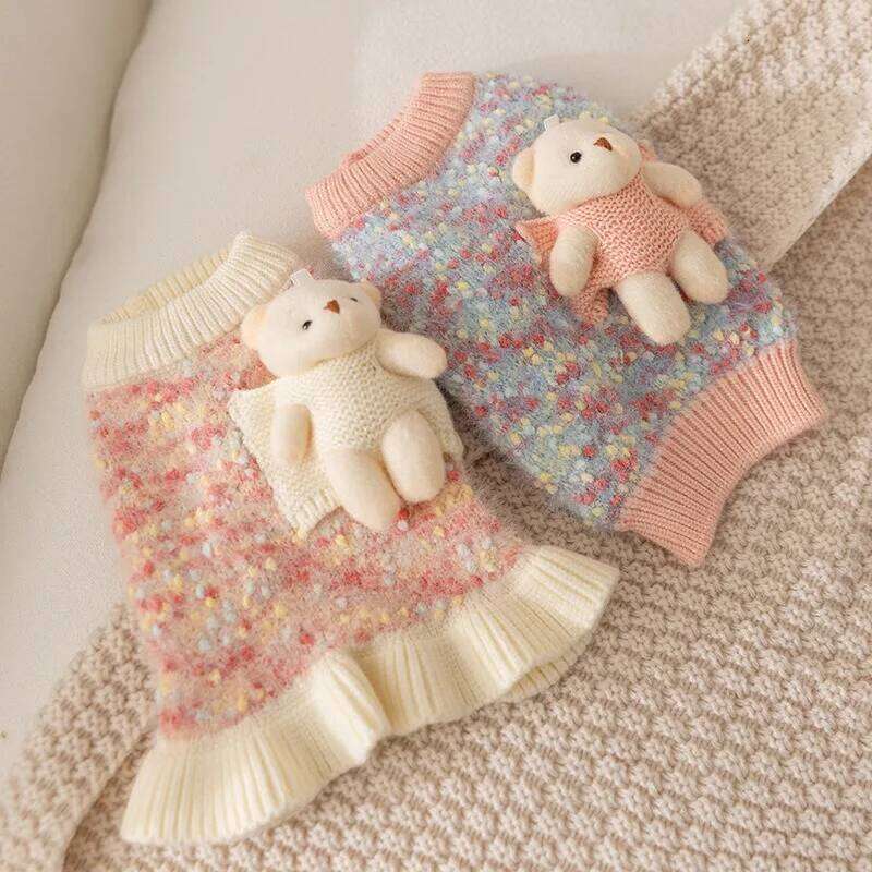 Winter 1/pic Teddy Couple Outfit Clothes Maltese Warm Bear Pullover Pet Dress Small Dog Fashion Knit Sweater XJ251225