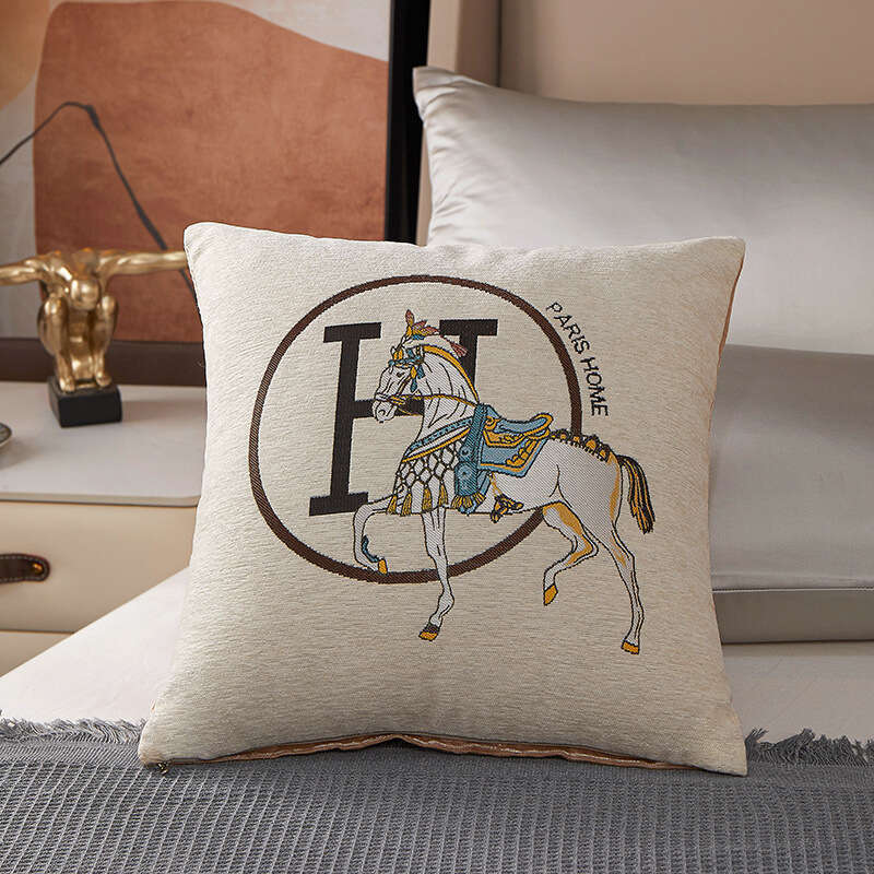 Business Gift Souvenir Chenille Large Horse Waist Pillow 45x45 Size Bedside Cushion