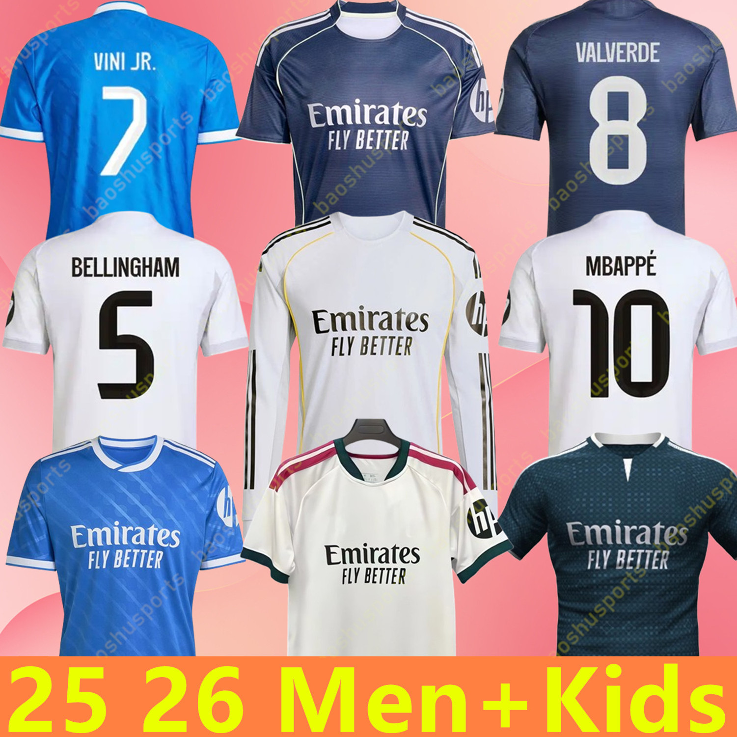 BELLINGHAM VINI JR MBAPPE soccer jerseys 25 26 27 football shirt RODRYGO CAMAVINGA Reals MAdriD VALVERDE Arda GuLer TRENT away fans player version 3rd men kids kit