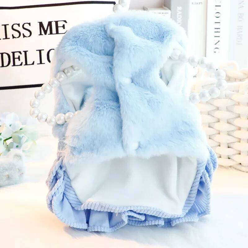 2025 New Clothes Autumn Winter Thick Princess Puppy Dress Coat Fluffy Bow Pompous Clothing for Small Dog Pet XJ251225