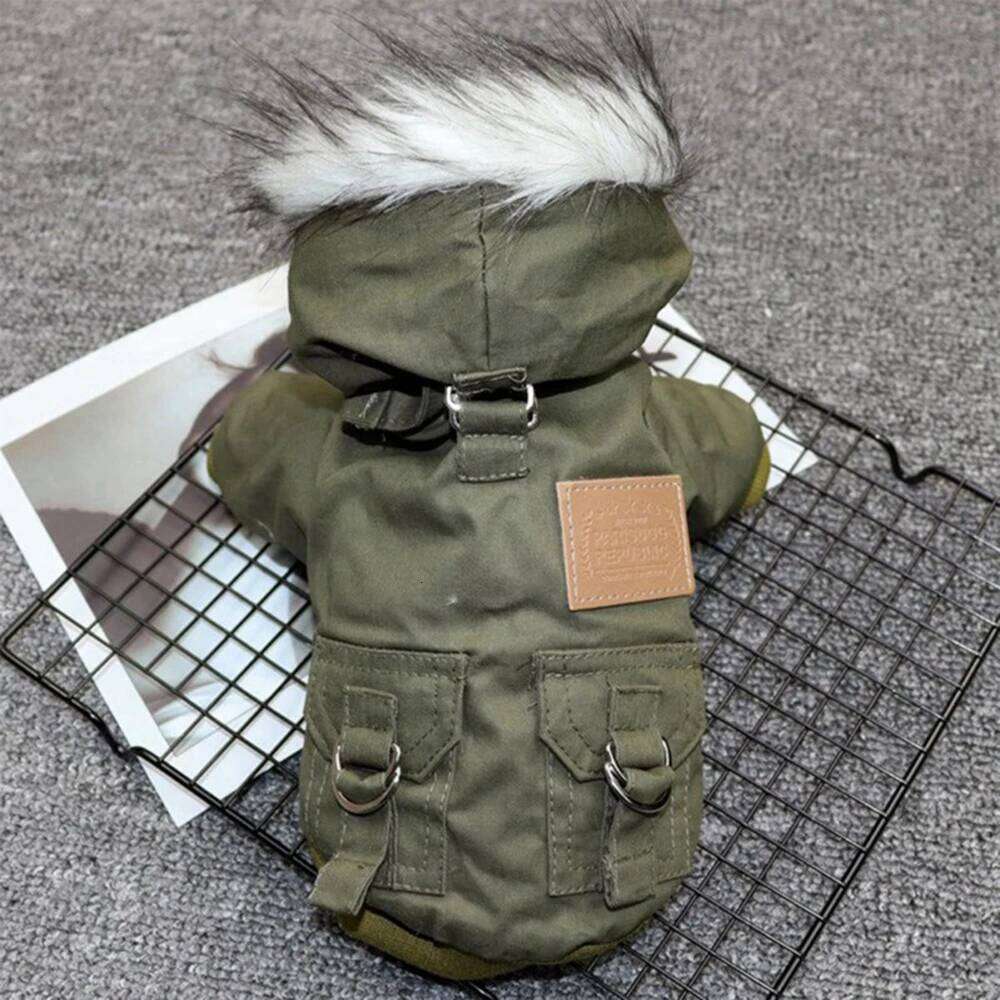 Pet With Harness Winter Heavy Hiking Coat Dog Warm Hoodie Vest Windproof Outdoor Jacket For Small Medium Large Dogs XJ251225