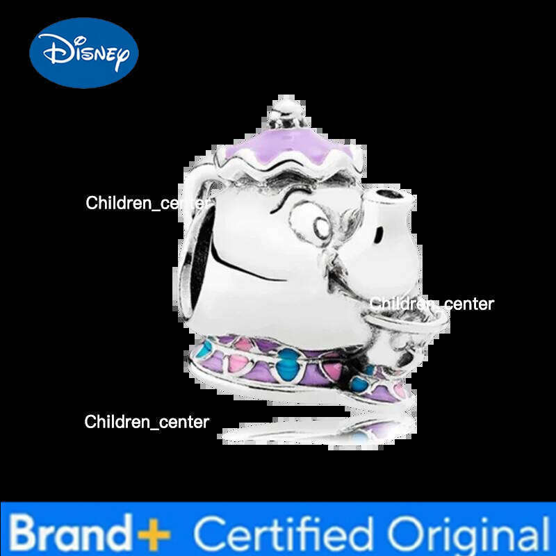 Disney Hot Sale Beauty and the Beast Charm Dangle Original Snake Fit Silver Bracelet Necklace Beads For Diy Jewelry Women Gift H260108