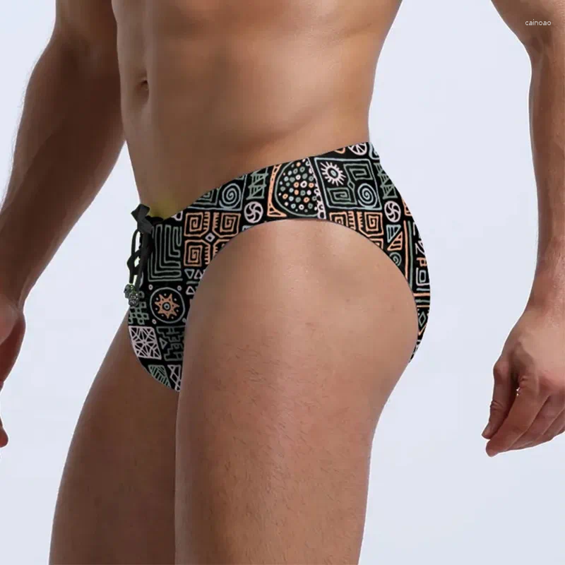 Men's Shorts 2026 Fashion Printed Low-rise Triangular Swimming Trunks Anti-embarrassment Beach Z260313