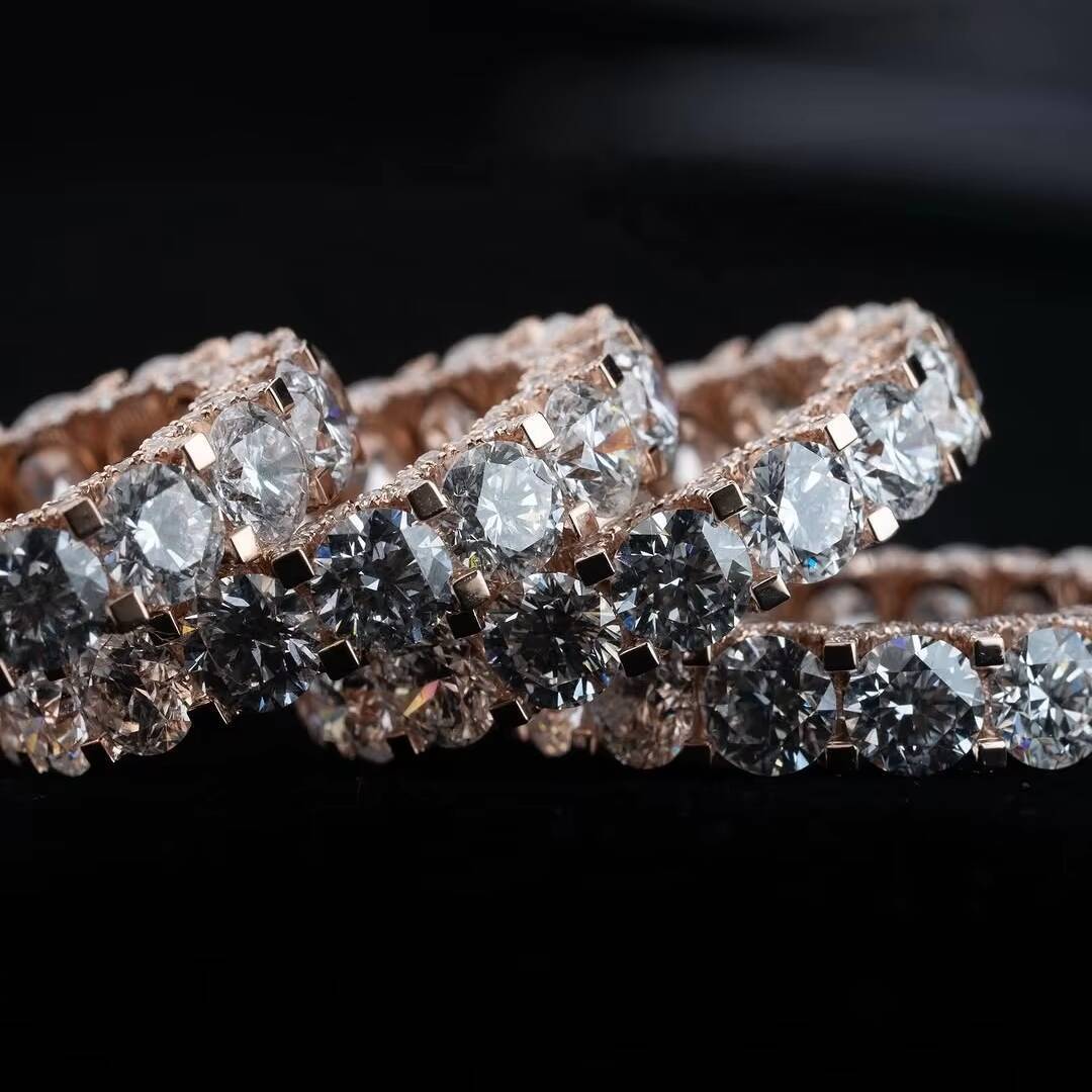 10K Solid Rose Gold 50 Pointers Side Iced Lab Grown Diamond CVD Eternity Ring Band for Men