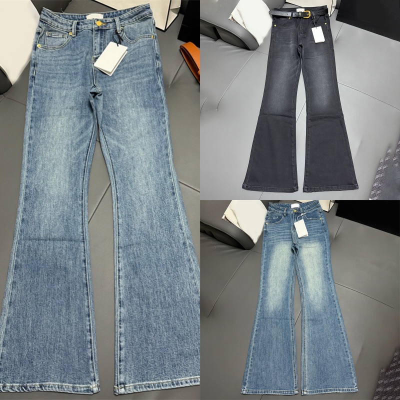 Luxury Flared Jeans Women Slim Fit High Waist Long Pants High Street Vintage Washed Denim Pants