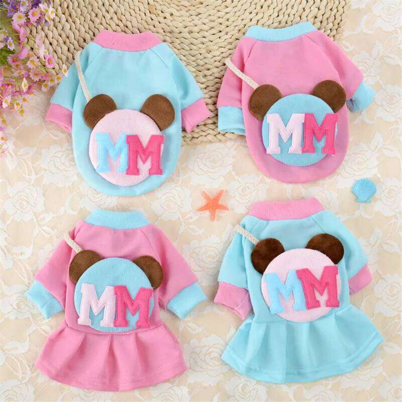 Cartoon Pattern Coat Jacket For French Bulldog Cute Lovers Skirt Puppy Cat Dress Cotton Vest Autumn Winter Pet Dog Clothes XJ251225