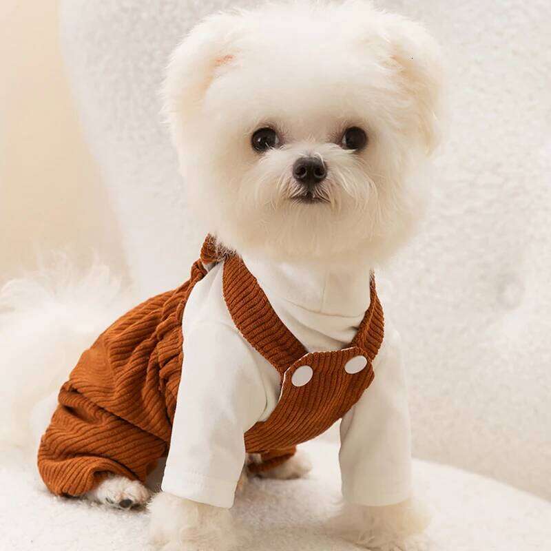 Cute Jumpsuit Solid Suspenders Pet Clothes Autumn Winter Coat Puppy Warm Pajamas Chihuahua Bichon Costume Dog Rompers XJ251225