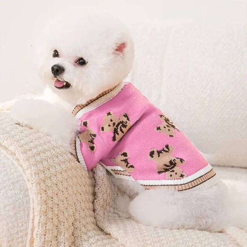 Clothes Winter Chihuahua Striped Cardigan Sweater Bichon Pug Kitten Puppy Warm Coat Cat Dog Supplies Pet Outfit XJ251225