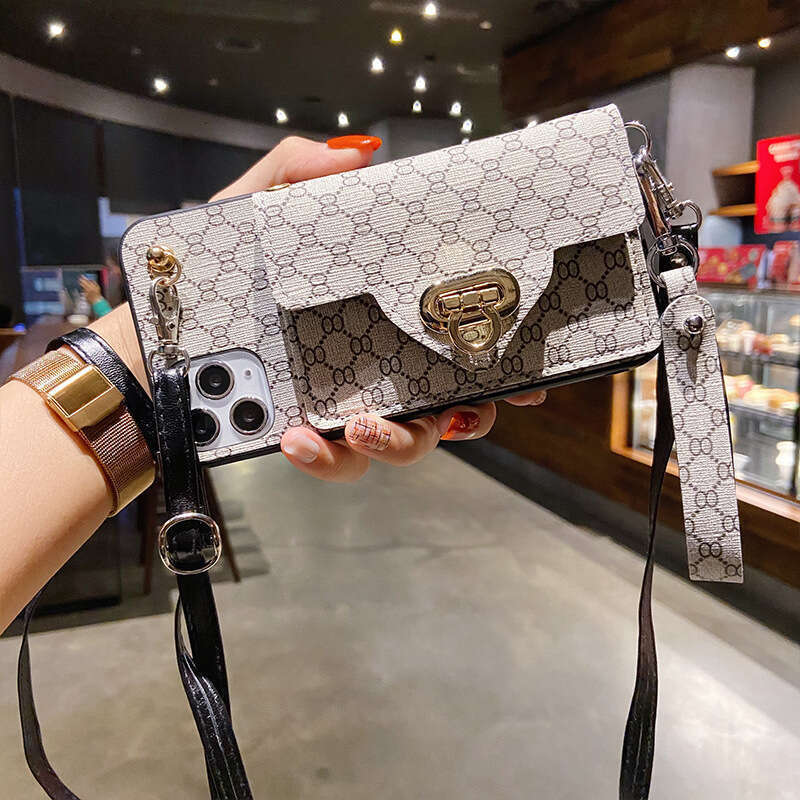 Phone Case For iPhone 17 Pro Max Phone Case Compatible with Apple 16 Plus Lock Buckle XS Coin Purse XR Crossbody Chain 15 Leather 14
