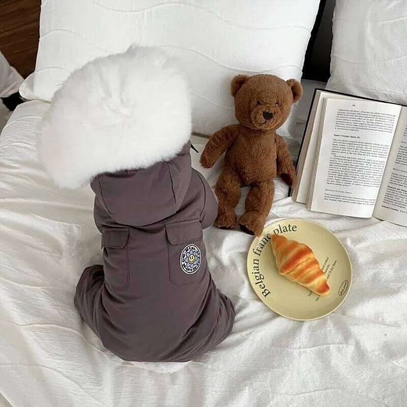 Pet Hooded Four Legged Parkas Jumpsuit Autumn and Double Pocket Coat Teddy Yorkshire Small Dog for Winter XJ251225