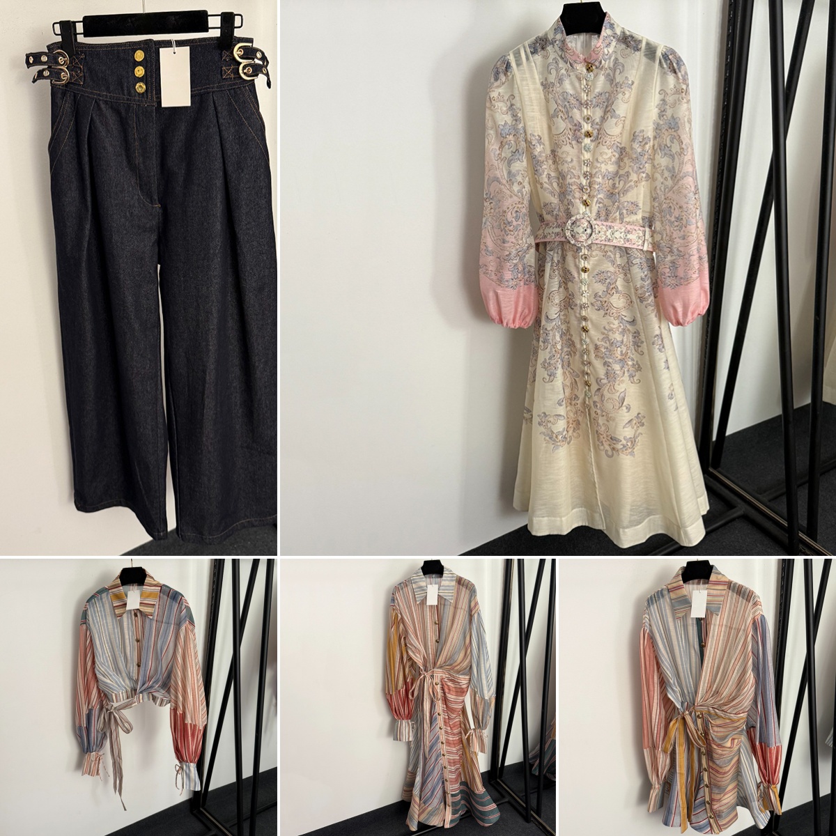 Colorful Stripe T Shirt Women Luxury Flora Dress Bohemia Style Long Skirts Designer Jeans Personality Tops Dresses