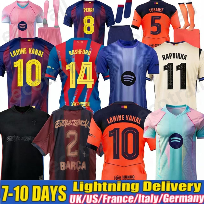 25 26 LAMINE YAMAL LEWANDOWSKI soccer jerseys men kids away black football shirts kit FERRAN GAVI F.DE JONG jersey 2025 Camiseta Edition sets Barcelona Travis