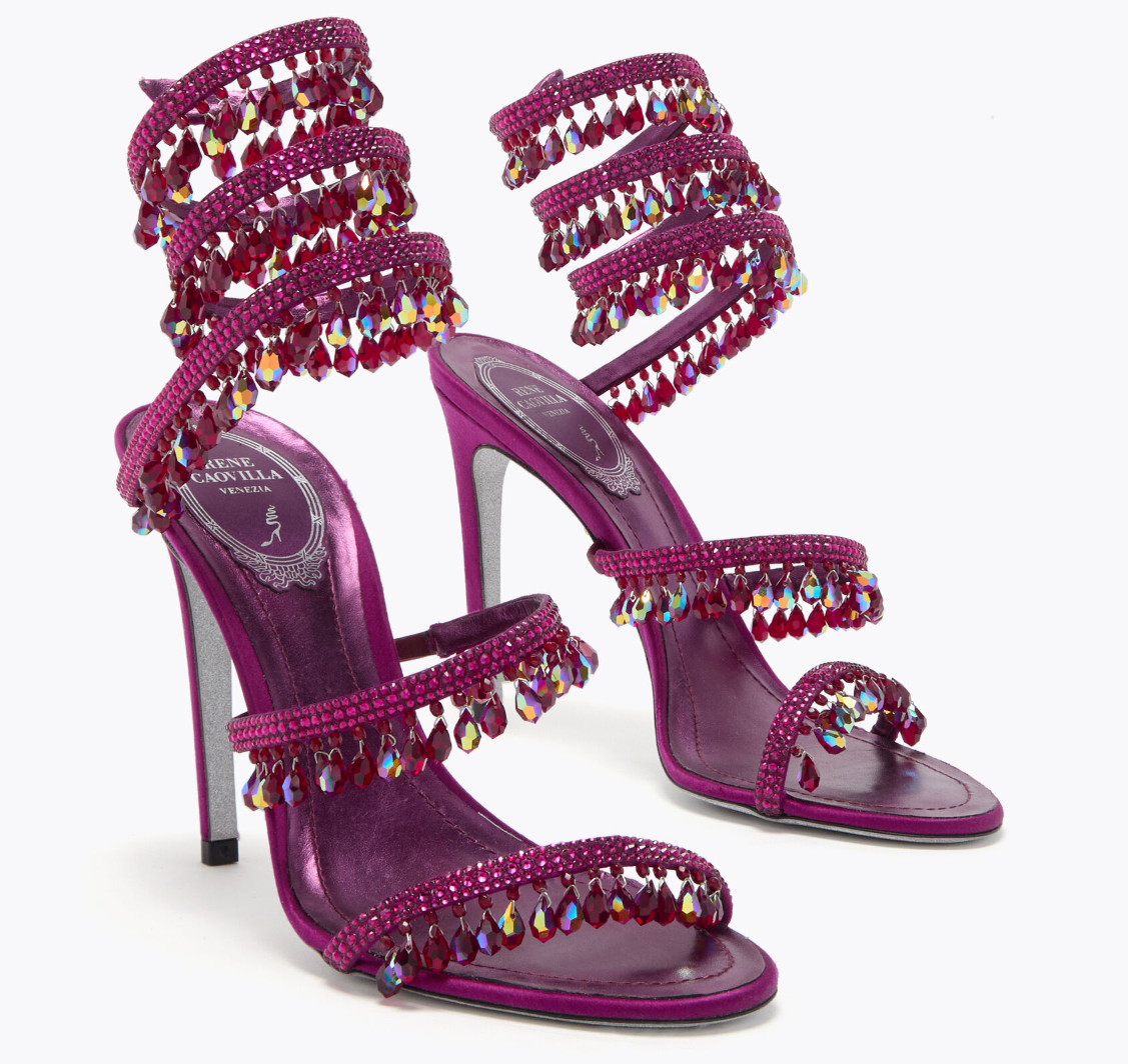 Top Luxury Women Chandelier Sandals Shoes Crystals-embellished Satin Snake-like Ankle Straps High Heels Lady Party Wedding Dress Gladiator Sandalias EU35-43