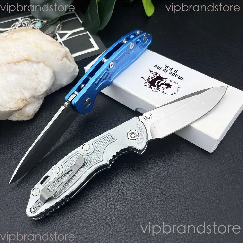 Rick Hinderer XM18 Assisted Pocket Folding Knife D2 Steel Blue/silver Aluminum Handle Portable Outdoor EDC Tactical Hunting Rescue Survival Tool 3300 
