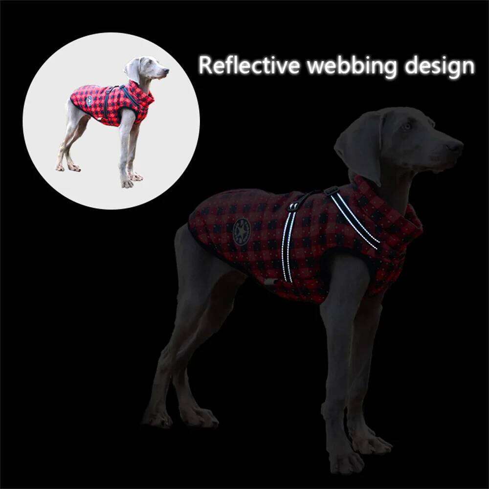Winter Warm Big Dog Jacket with Harness Christmas Pet Clothes for Medium Large Dogs Golden Retriever Greyhound Weimaraner Coat XJ251225