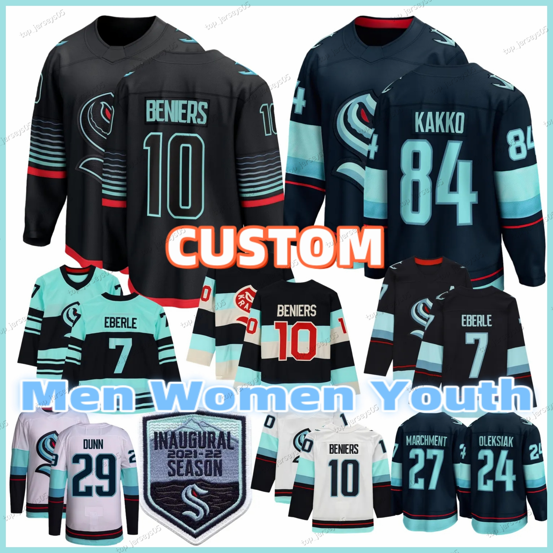 10 Matty Beniers Seattle hockey jersey 84 Kaapo Kakko Krakens jersey McCann Eberle Brandon Montour Ryan Lindgren Philipp Grubauer Shane Wright Berkly Catton