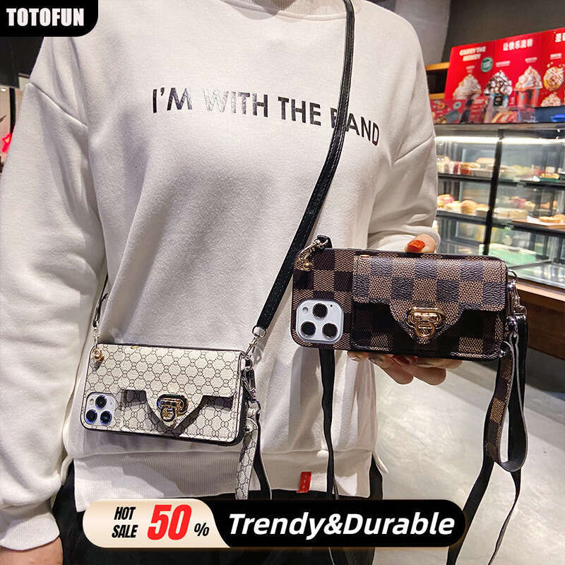 Phone Case For iPhone 17 Pro Max Phone Case Compatible with Apple 16 Plus Lock Buckle XS Coin Purse XR Crossbody Chain 15 Leather 14