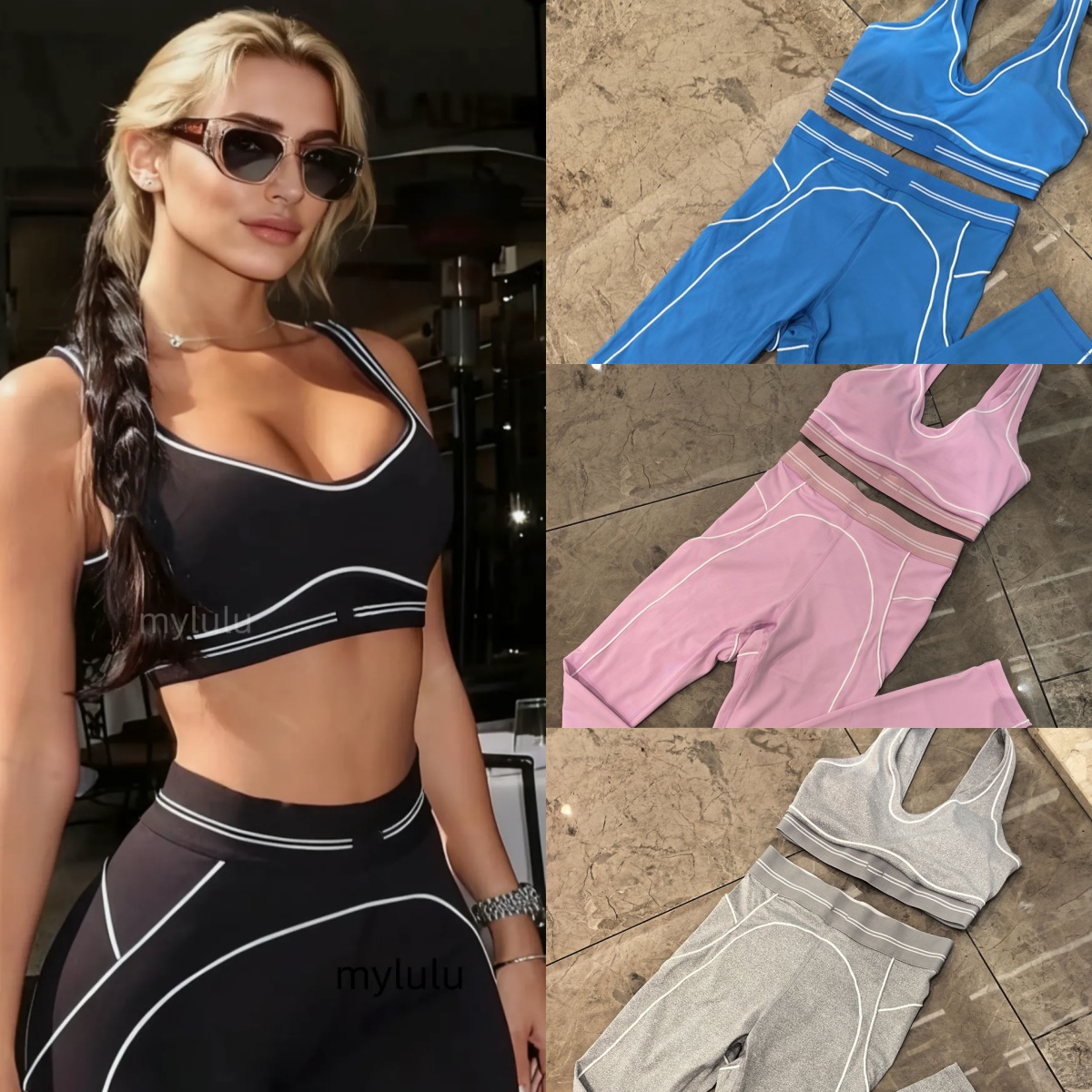 Womens Tracksuits Two Pieces Set Summer New Yoga Set Sports Tank Top High Waist Hip Lifting Compression Fitness Set